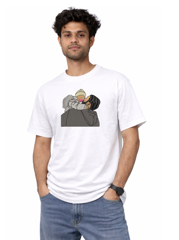 Beby with father embroidory customize