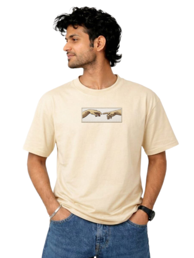 Two Hands Thread Art – Machine Embroidery on Cotton T-Shirt